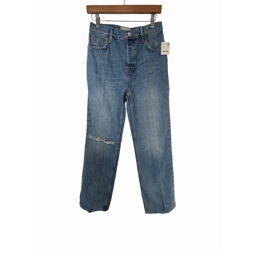 We The Free Women’s Blue Distressed High Rise Straight Leg Denim Jeans - Picture 10 of 16